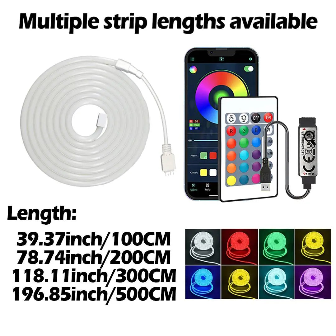 RGB LED Neon Strip Light, Decorative Flexible Neon Light with APP & Remote Control, Dimmable Color-Changing Neon Strip for Party, DIY Bedroom and Living Room Decor #TOP PICKS