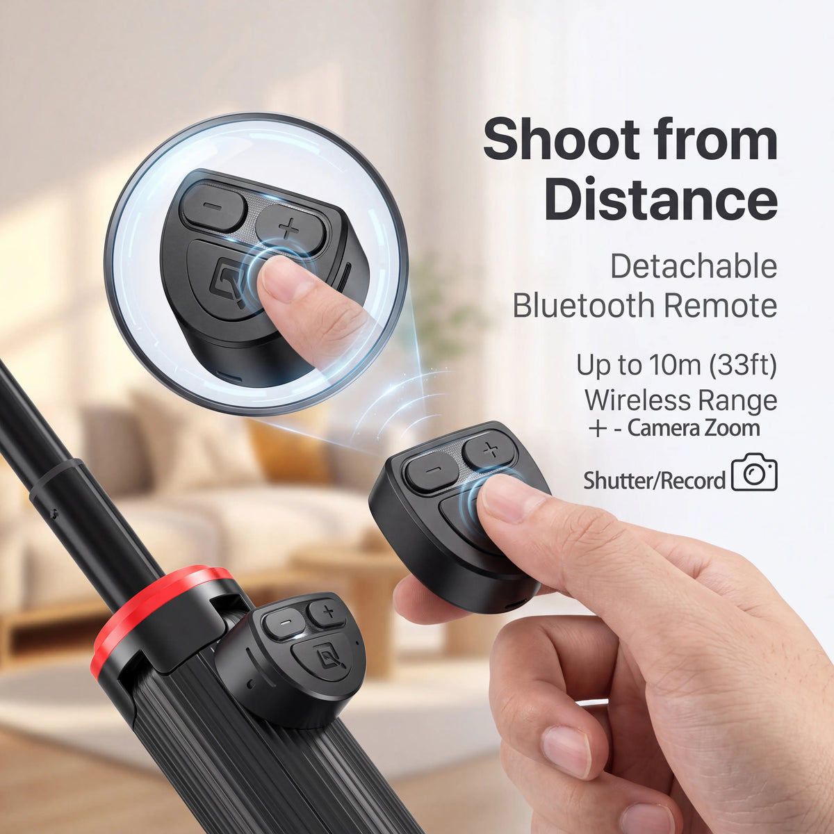All-In-1 Folding Handheld Selfie Stick Telescopic Pole with Bluetooth Remote & Hook, Silicone-Stabilized Extendable Phone Tripod for Iphone/Android Smartphones, Box-Packaged Streaming Equipment, Portable Travel Accessory
