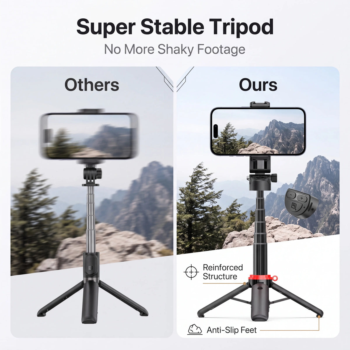 All-In-1 Folding Handheld Selfie Stick Telescopic Pole with Bluetooth Remote & Hook, Silicone-Stabilized Extendable Phone Tripod for Iphone/Android Smartphones, Box-Packaged Streaming Equipment, Portable Travel Accessory
