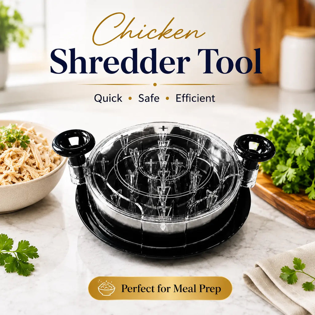 Chicken Shredder 8 Inches, Chicken Shredder Tool Twist for Pork Beef Chicken, Meat Shredder, Clear Lid, Ergonomic Handle, Strong Anti-Slip, BPA Free, Easy to Clean, Dishwasher Safe (Black)