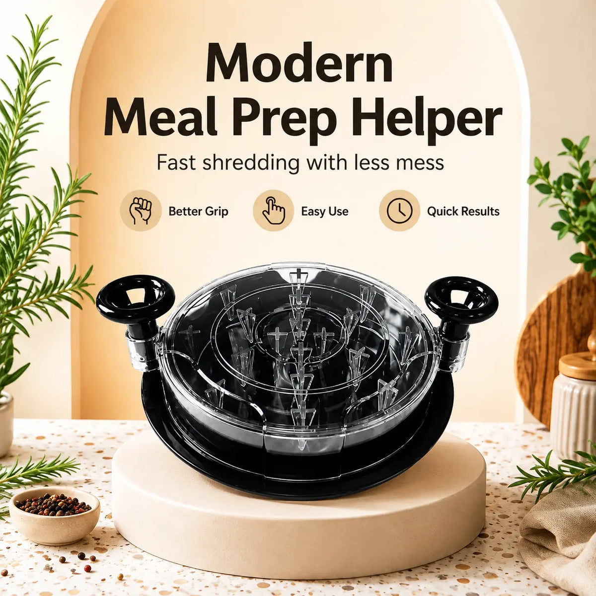 Chicken Shredder 8 Inches, Chicken Shredder Tool Twist for Pork Beef Chicken, Meat Shredder, Clear Lid, Ergonomic Handle, Strong Anti-Slip, BPA Free, Easy to Clean, Dishwasher Safe (Black)