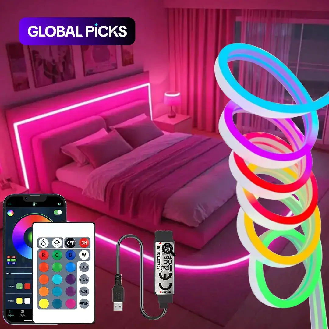 RGB LED Neon Strip Light, Decorative Flexible Neon Light with APP & Remote Control, Dimmable Color-Changing Neon Strip for Party, DIY Bedroom and Living Room Decor #TOP PICKS