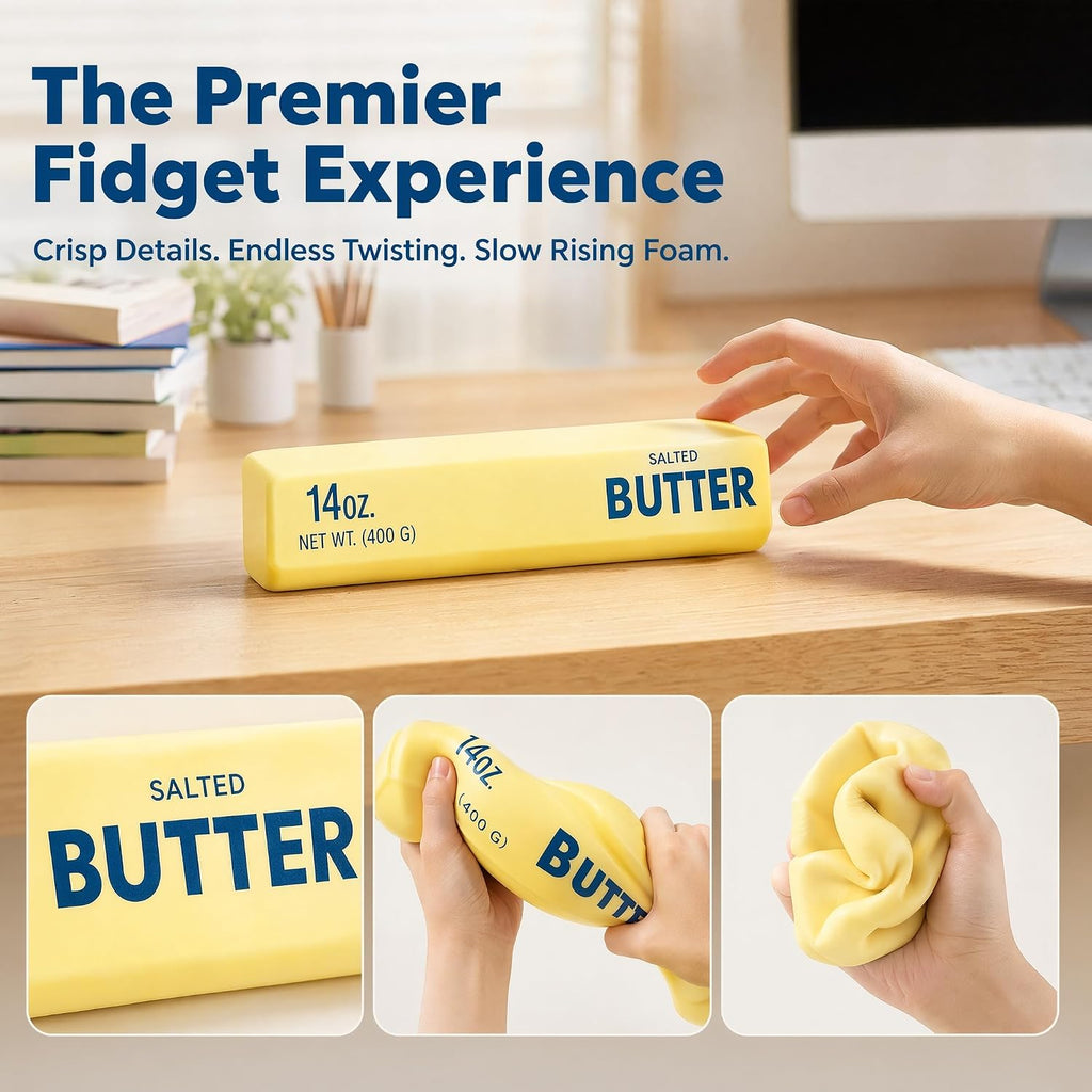 10In Giant Butter Squishy,Large Slow Rising Squishys,Big Squishy Butter Stress Relief Squeeze Toy, Large Butter Stick Stress Relief Slow Rising Fun for Anxiety Relief Party Favors