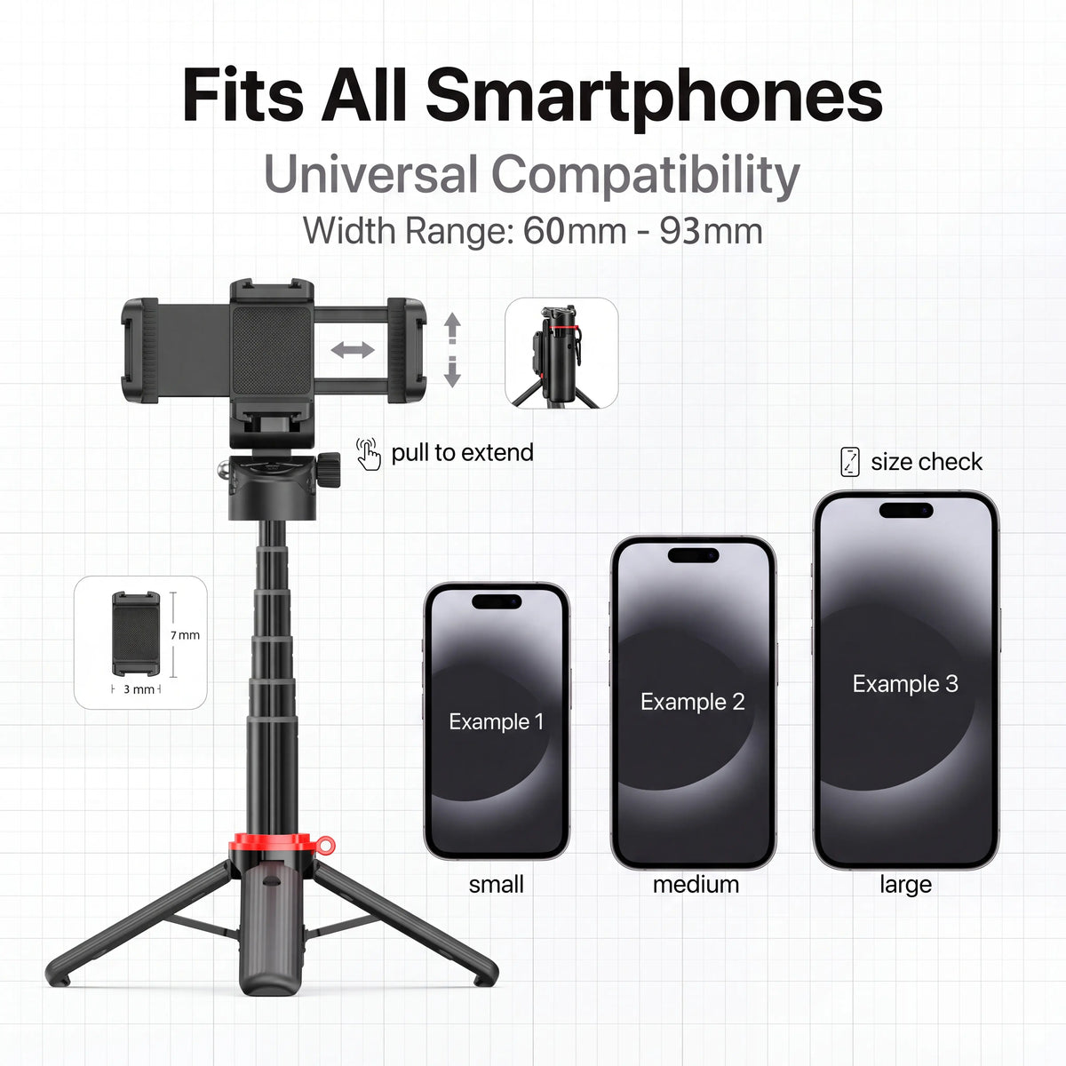 All-In-1 Folding Handheld Selfie Stick Telescopic Pole with Bluetooth Remote & Hook, Silicone-Stabilized Extendable Phone Tripod for Iphone/Android Smartphones, Box-Packaged Streaming Equipment, Portable Travel Accessory