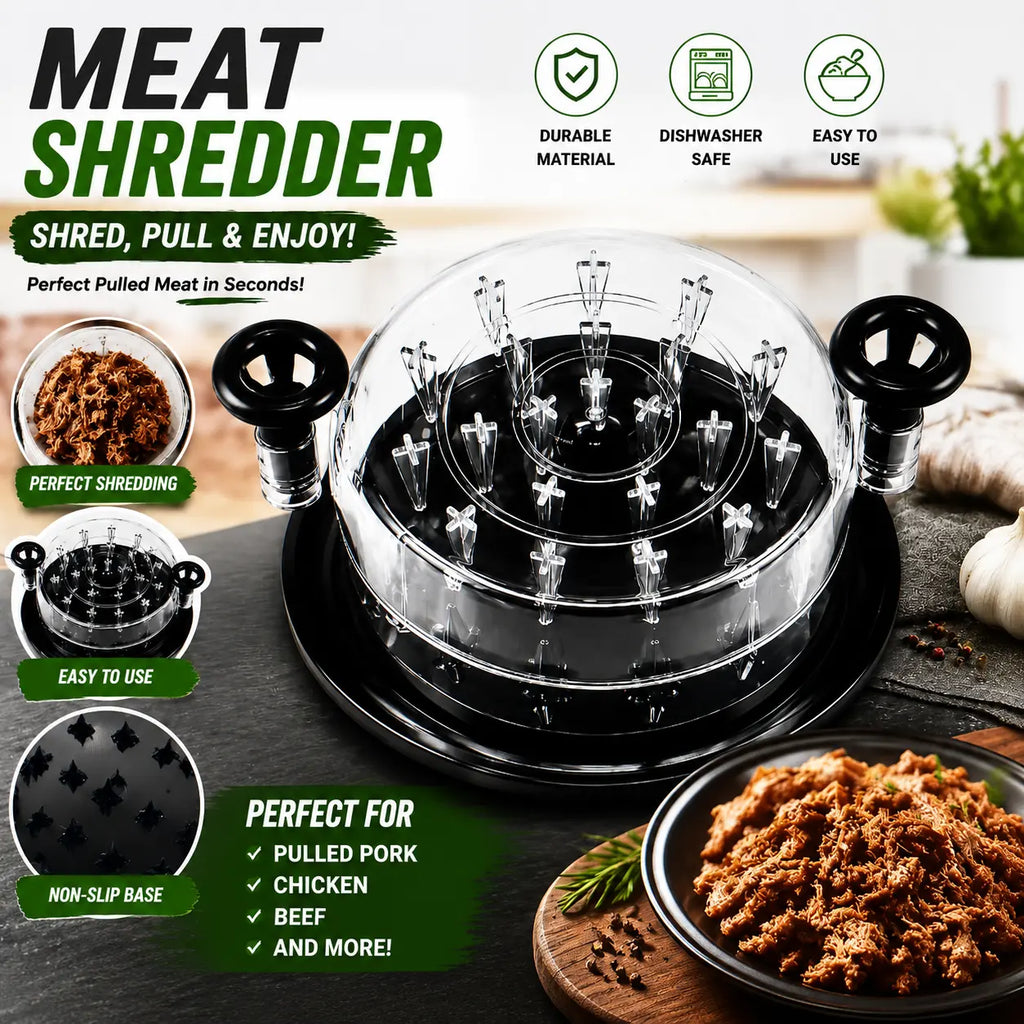 Chicken Shredder 8 Inches, Chicken Shredder Tool Twist for Pork Beef Chicken, Meat Shredder, Clear Lid, Ergonomic Handle, Strong Anti-Slip, BPA Free, Easy to Clean, Dishwasher Safe (Black)